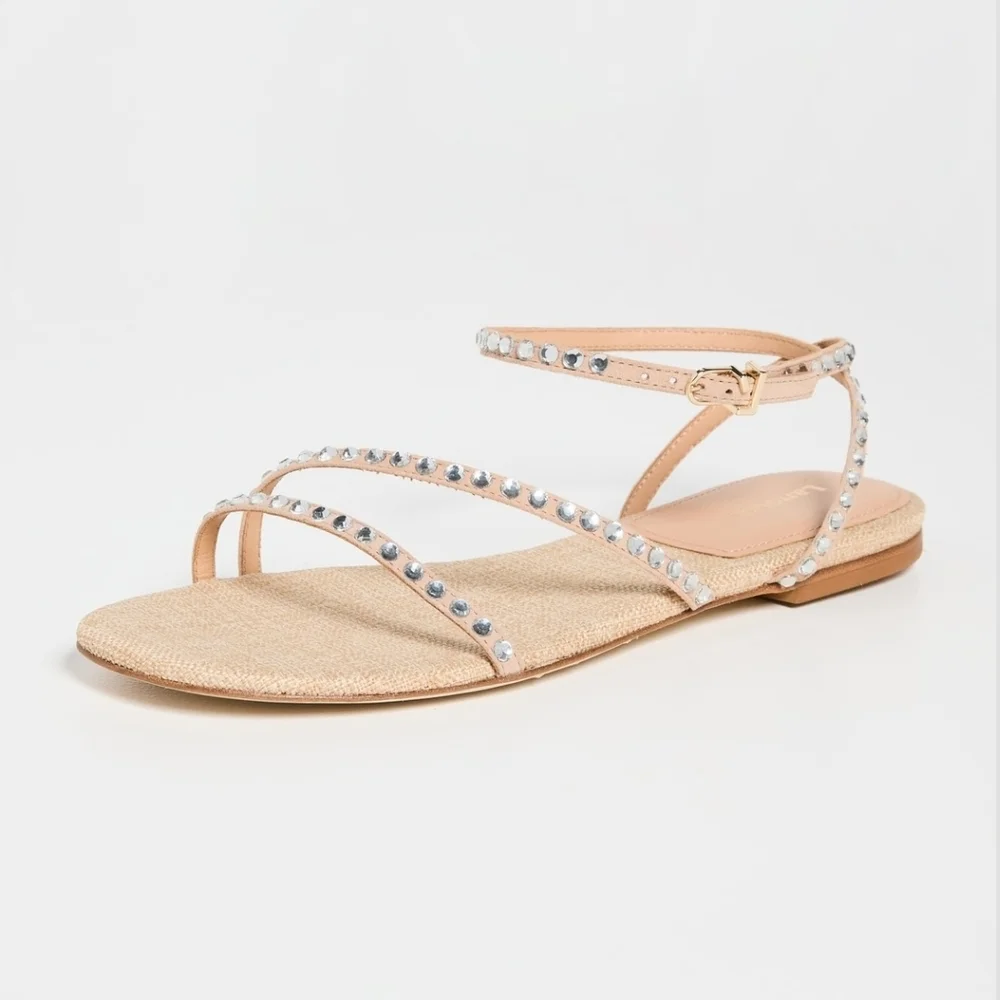 Larroude Patmos Crystal Sandal in Cristal